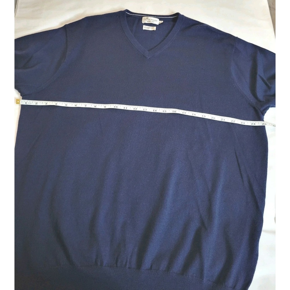 Peter Millar Sweater Mens XL Navy Blue V Neck Knit Pullover Lightweight Adult - Picture 4 of 12